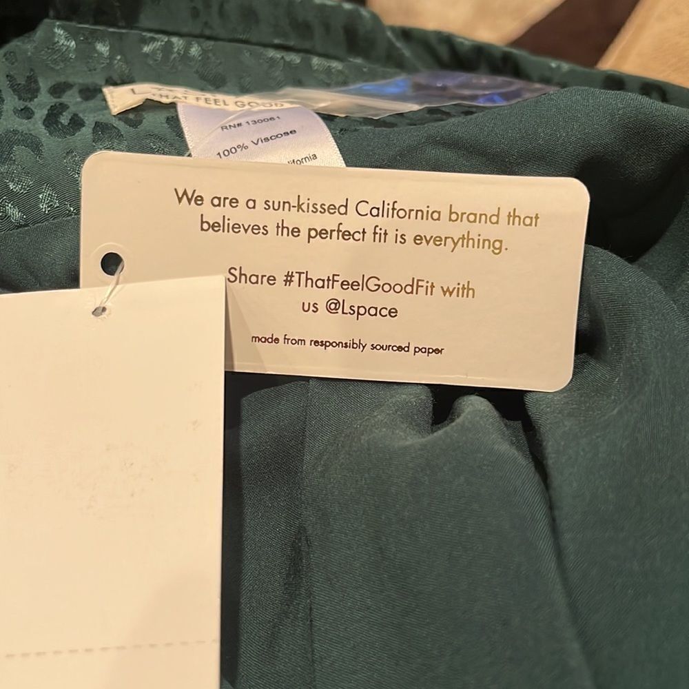 L*Space Green Bennytt Viscose Blazer Ultramarine Emerald Green Leopard Print 6 - Picture 10 of 13